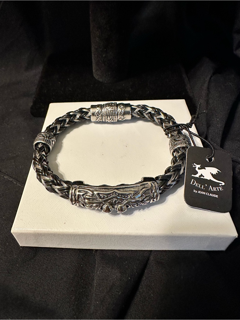 Dell Arte Jean Claude Braided Bracelet with Skeleton Detail